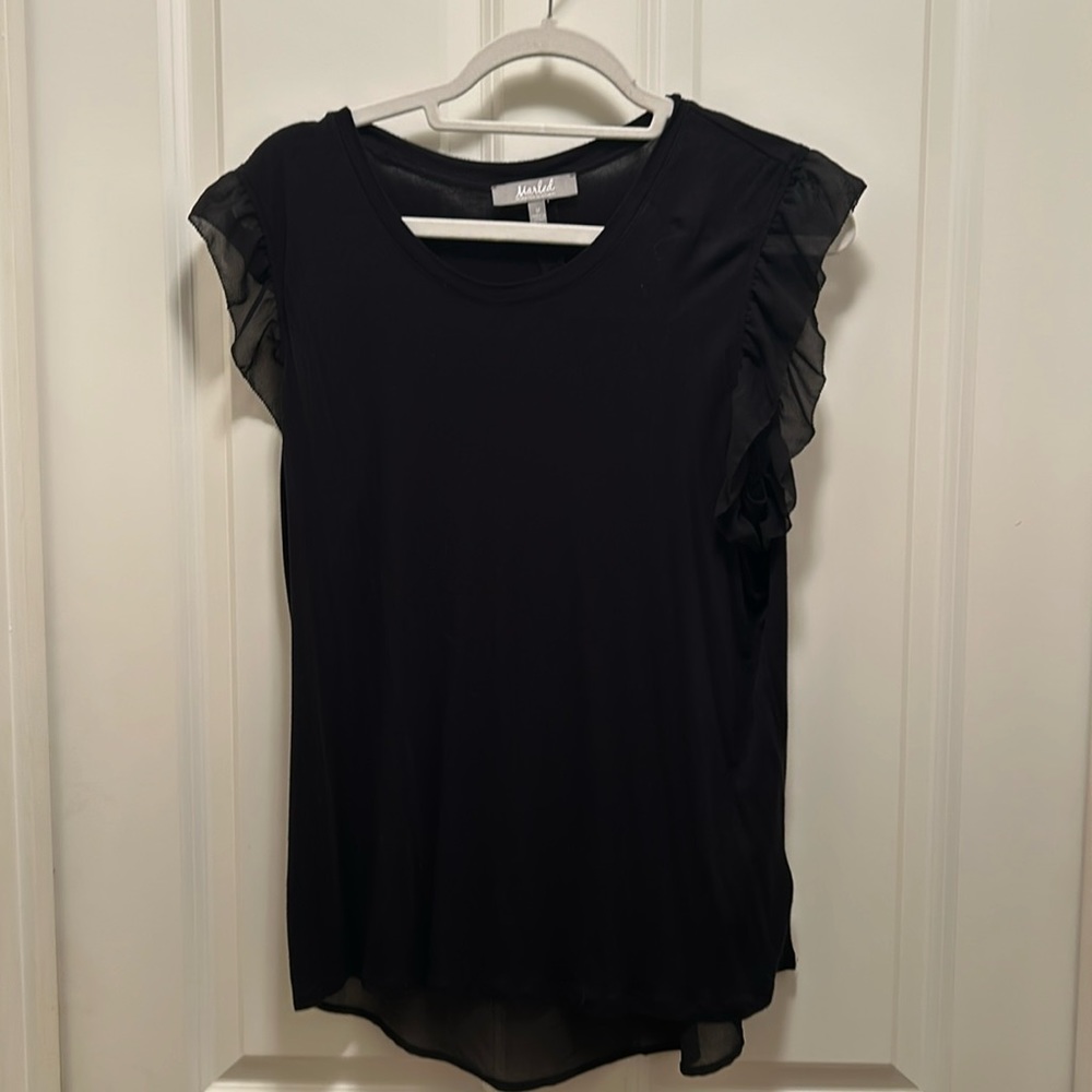 Black womens flutter sleeve tee